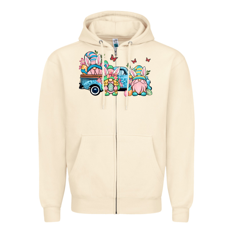 Easter Gnomes Truck Zipper Hoodie by OliviaCreatesArt | Teevron