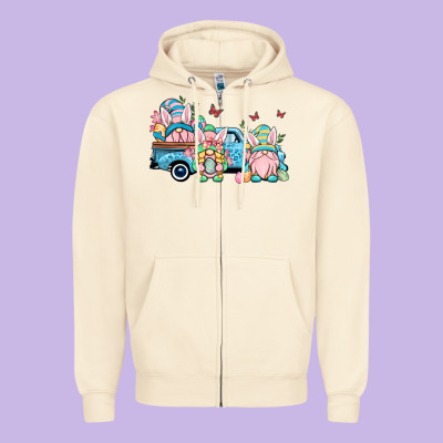 Easter Gnomes Truck Zipper Hoodie Designed By Oliviacreatesart