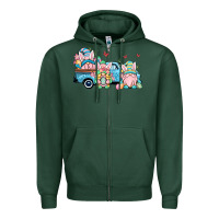 Sports Green Easter gnomes truck Zipper Hoodie - OliviaCreatesArt