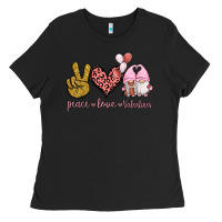 Black Peace Love Valentines Gnomes Ladies Tee - Jasminsmagicworld