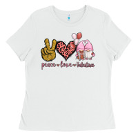 White Peace Love Valentines Gnomes Ladies Tee - Jasminsmagicworld
