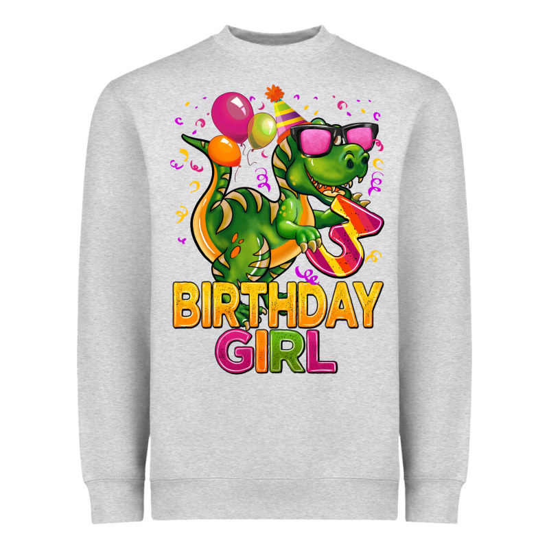 3rd Birthday Girl T Rex Pink Heavyweight Sweatshirt by CowGirlArtShop | Teevron