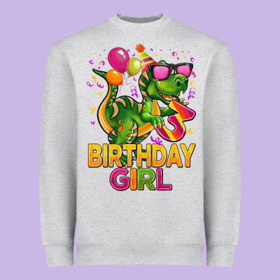 3rd Birthday Girl T Rex Pink Heavyweight Sweatshirt Designed By Cowgirlartshop
