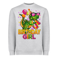 Heather Grey 3rd birthday girl t rex pink Heavyweight Sweatshirt - CowGirlArtShop