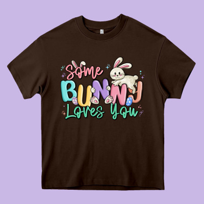 Some Bunny Loves You Easter Heavy Core Tee Designed By Maliassmallbusiness