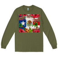 Army Green Mexican and Puerto Rico flag Long Sleeve Tee - texasbilliewilder