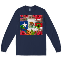 Navy Mexican and Puerto Rico flag Long Sleeve Tee - texasbilliewilder