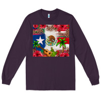 Plum Mexican and Puerto Rico flag Long Sleeve Tee - texasbilliewilder