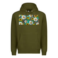 Army Green Sunflower And Daisy With Leopard Premium Hoodie - RanaPortraitStore