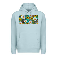 Blue Mist Sunflower And Daisy With Leopard Premium Hoodie - RanaPortraitStore