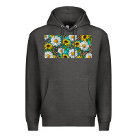 Charcoal Heather Sunflower And Daisy With Leopard Premium Hoodie - RanaPortraitStore