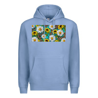 Colony Blue Sunflower And Daisy With Leopard Premium Hoodie - RanaPortraitStore
