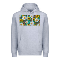 Heather Grey Sunflower And Daisy With Leopard Premium Hoodie - RanaPortraitStore