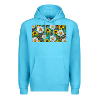 Ocean Blue Sunflower And Daisy With Leopard Premium Hoodie - RanaPortraitStore