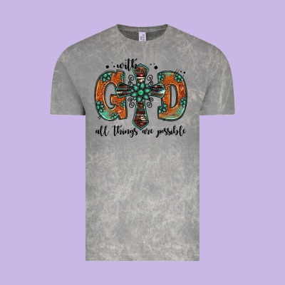 With God All Things Are Possible Gemstone Cross Vintage Tee Designed By Jasminsmagicworld