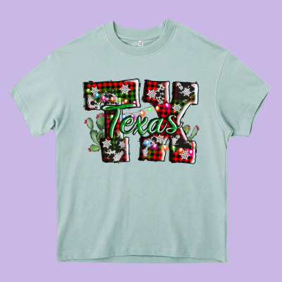 Texas Tx Christmas Heavy Core Tee Designed By Adodesignshop