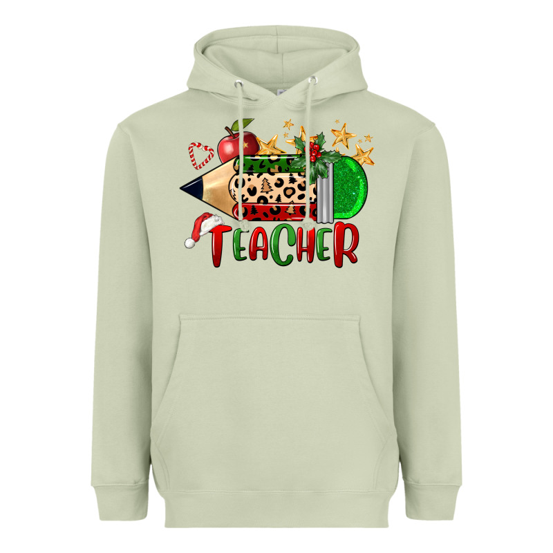 Christmas Teacher Pencil Heavyweight Hoodie by FaDigitalArtStudio | Teevron