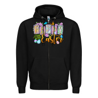 Black Happy Easter Zipper Hoodie - OliviaCreatesArt