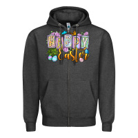 Charcoal Heather Happy Easter Zipper Hoodie - OliviaCreatesArt