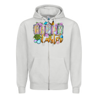 Dove Grey Happy Easter Zipper Hoodie - OliviaCreatesArt