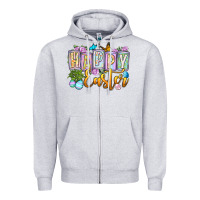 Heather Grey Happy Easter Zipper Hoodie - OliviaCreatesArt
