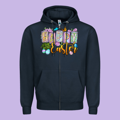 Happy Easter Zipper Hoodie Designed By Oliviacreatesart