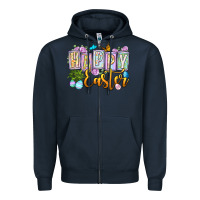 Navy Happy Easter Zipper Hoodie - OliviaCreatesArt