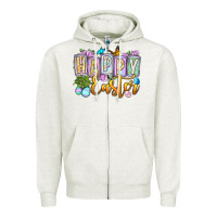 Oatmeal Heather Happy Easter Zipper Hoodie - OliviaCreatesArt