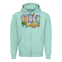 Seafoam Happy Easter Zipper Hoodie - OliviaCreatesArt