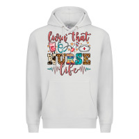 Dove Grey Livin' That Nurse Life Premium Hoodie - FaDigitalArtStudio