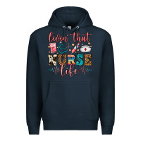 Navy Livin' That Nurse Life Premium Hoodie - FaDigitalArtStudio
