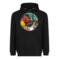 Black Christmas On The Farm Heavyweight Hoodie - FaDigitalArtStudio