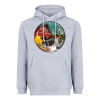 Heather Grey Christmas On The Farm Heavyweight Hoodie - FaDigitalArtStudio