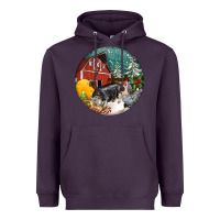 Plum Christmas On The Farm Heavyweight Hoodie - FaDigitalArtStudio