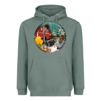 Sage Christmas On The Farm Heavyweight Hoodie - FaDigitalArtStudio