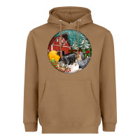 Toasted Coconut Christmas On The Farm Heavyweight Hoodie - FaDigitalArtStudio