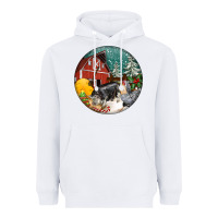 White Christmas On The Farm Heavyweight Hoodie - FaDigitalArtStudio
