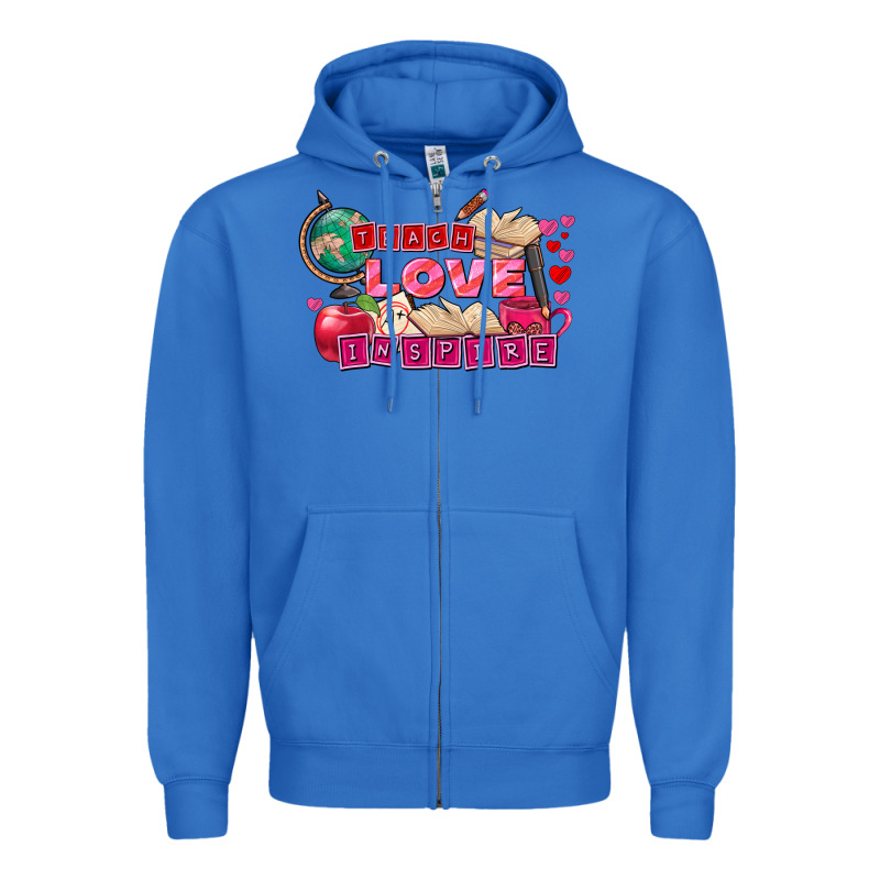 Valentine's Day Teach Love Inspire Zipper Hoodie by FaDigitalArtStudio | Teevron