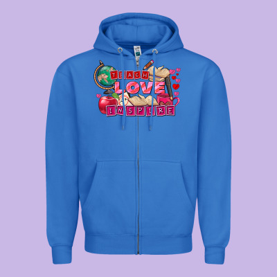 Valentine's Day Teach Love Inspire Zipper Hoodie Designed By Fadigitalartstudio