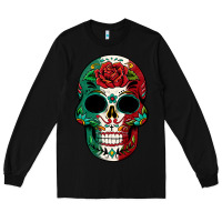 Black Mexican Skull Long Sleeve Tee - texasbilliewilder