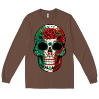 Chestnut Mexican Skull Long Sleeve Tee - texasbilliewilder
