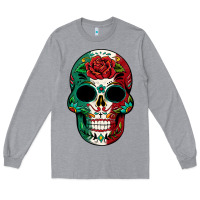 Heather Grey Mexican Skull Long Sleeve Tee - texasbilliewilder