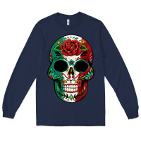 Navy Mexican Skull Long Sleeve Tee - texasbilliewilder