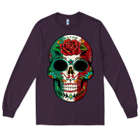 Plum Mexican Skull Long Sleeve Tee - texasbilliewilder