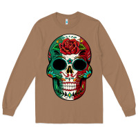 Toasted Coconut Mexican Skull Long Sleeve Tee - texasbilliewilder