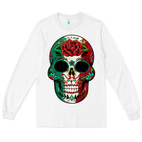 White Mexican Skull Long Sleeve Tee - texasbilliewilder
