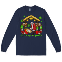 Navy with god all things are possible santa baby jesus Long Sleeve Tee - Jasminsmagicworld