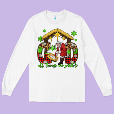 With God All Things Are Possible Santa Baby Jesus Long Sleeve Tee Designed By Jasminsmagicworld