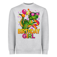 Heather Grey 2rd birthday girl t rex pink Heavyweight Sweatshirt - CowGirlArtShop