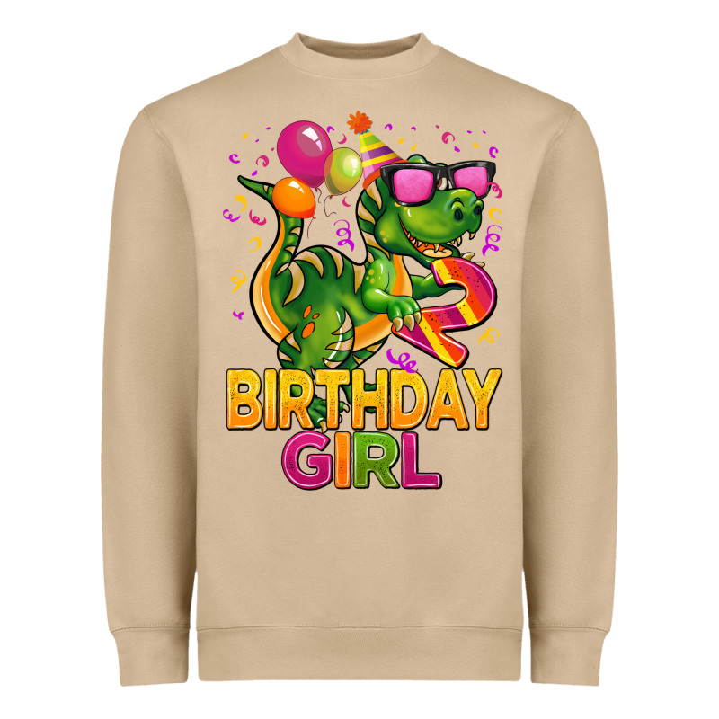 2rd Birthday Girl T Rex Pink Heavyweight Sweatshirt by CowGirlArtShop | Teevron